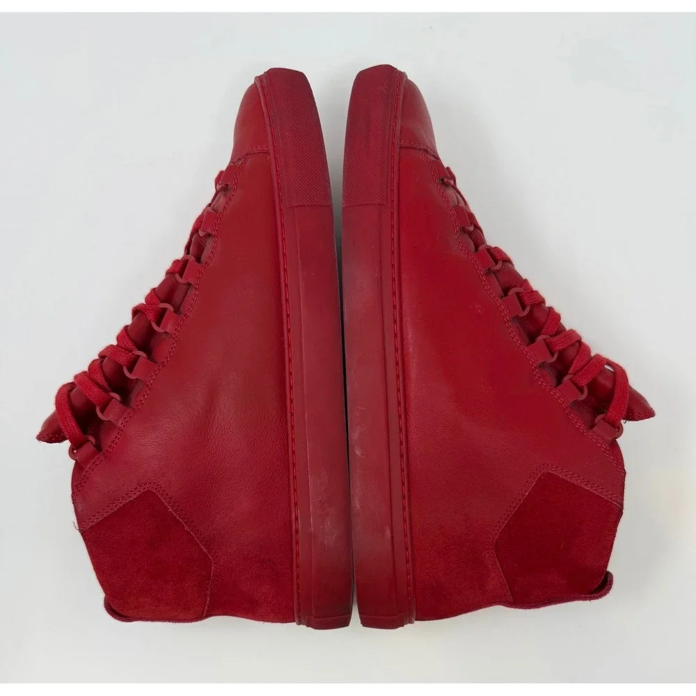Balenciaga Arena High Top Sneaker Red Leather & Suede Size 10 US 43 EU